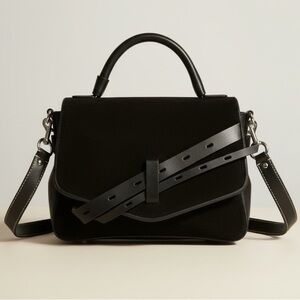 Joy Gryson NEW Ellie Suede Leather Satchel Shoulder Bag Buckle Saddle Crossbody